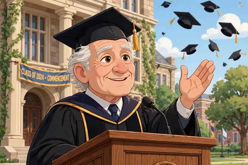 Reginald giving the commencement address
