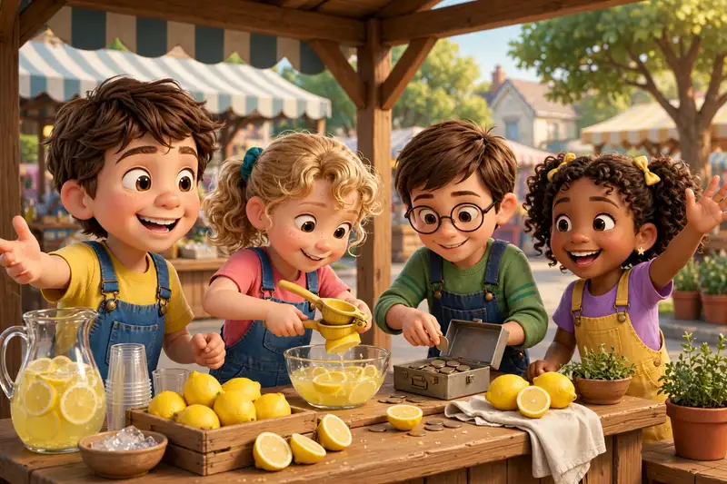 Maya, Ben, and Sofia each doing their job at the stand