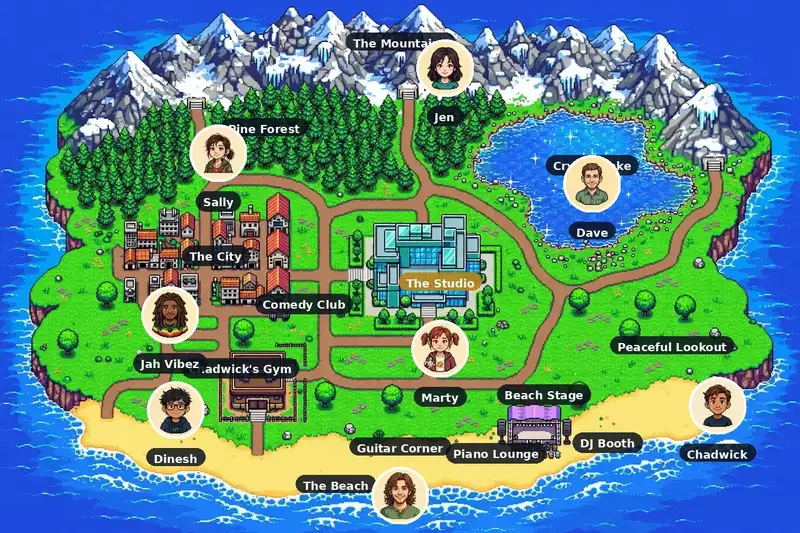 Pixel art world map of E2