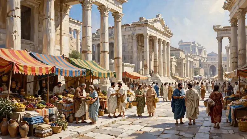 The old streets of Romula: marble lanes, columns, and morning light