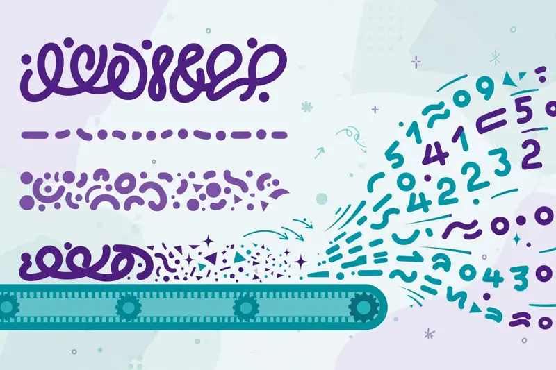 Words transforming into streams of numbers