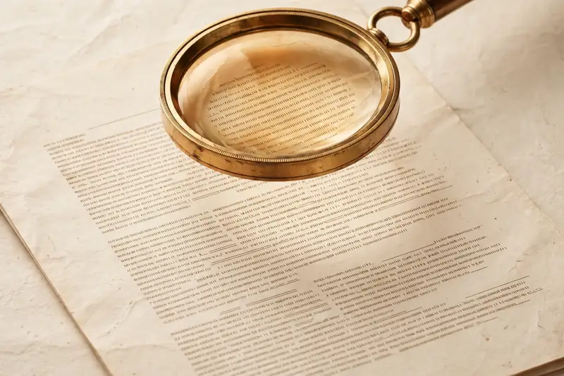 A magnifying glass over fine print